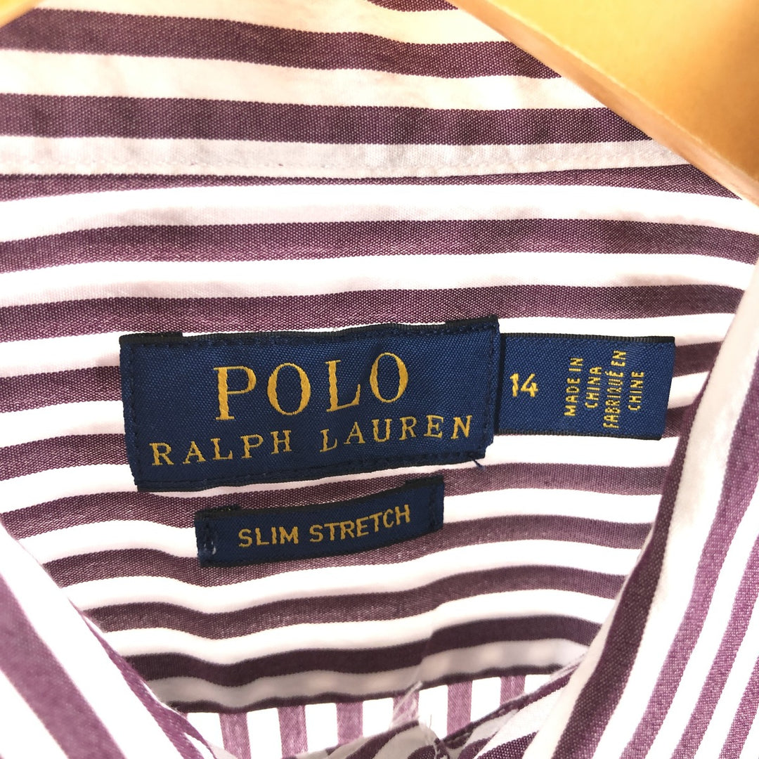 Ralph Lauren POLO RALPH LAUREN SLIM STRTCH long sleeve cotton striped shirt women's size M /eaa524042