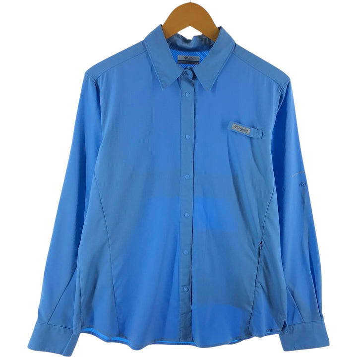 Columbia PFG Omni-Shade Long Sleeve Fishing Shirt, Women's, Size L polyester Blue type light blue Vintage Second Hand