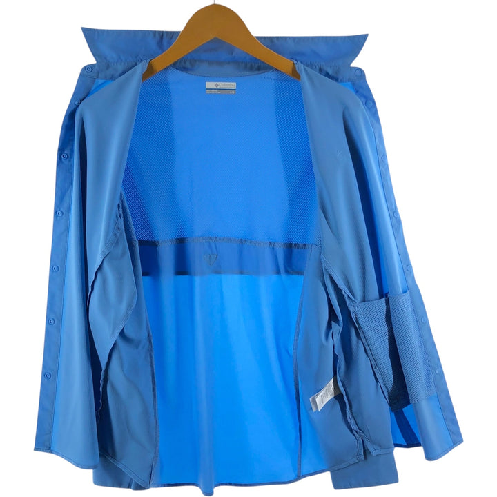 Columbia PFG Omni-Shade Long Sleeve Fishing Shirt, Women's, Size L polyester Blue type light blue Vintage Second Hand