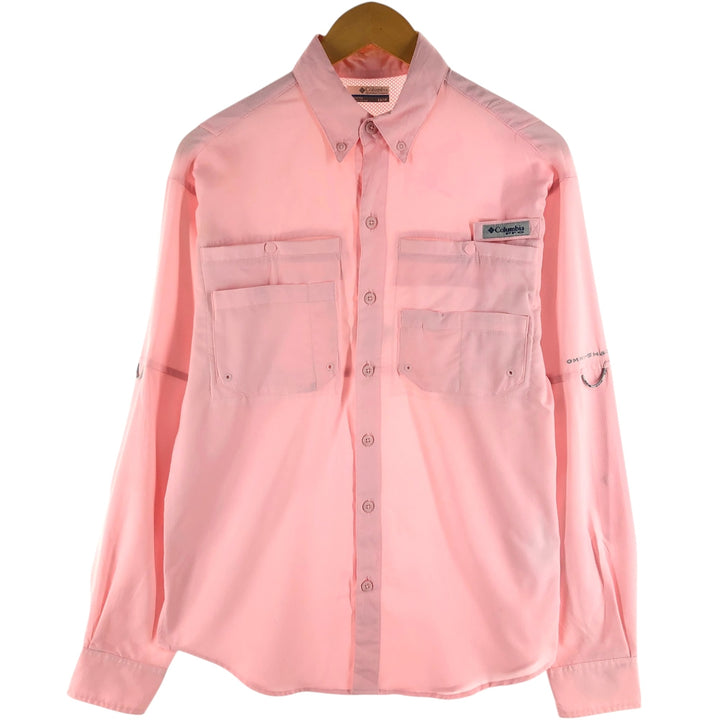 Columbia PFG Omni-Shade Button-Down Long Sleeve Fishing Shirt, Women's Size Medium polyester pink type Vintage Second Hand
