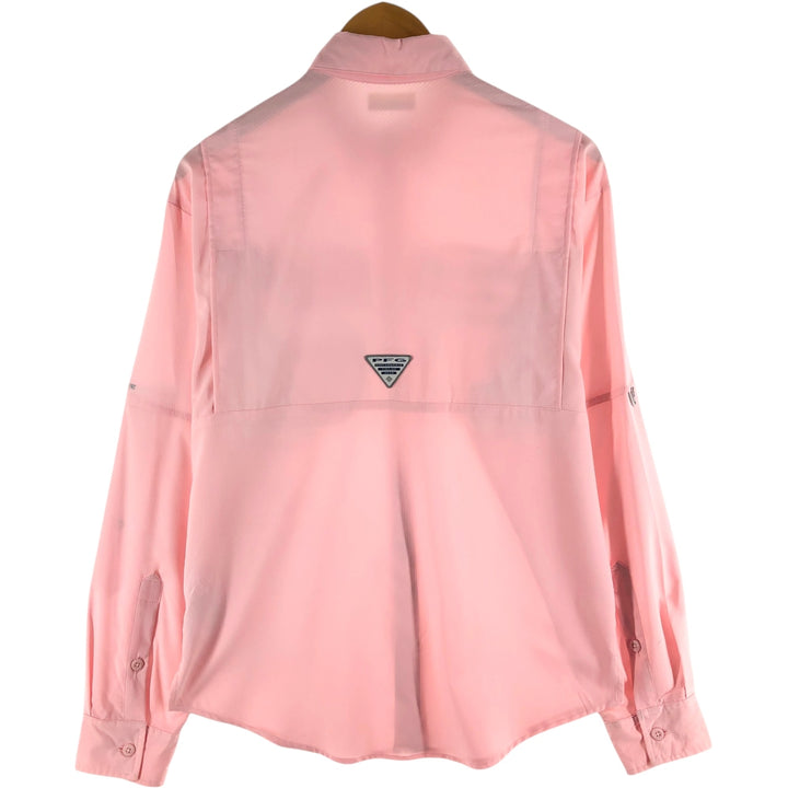 Columbia PFG Omni-Shade Button-Down Long Sleeve Fishing Shirt, Women's Size Medium polyester pink type Vintage Second Hand