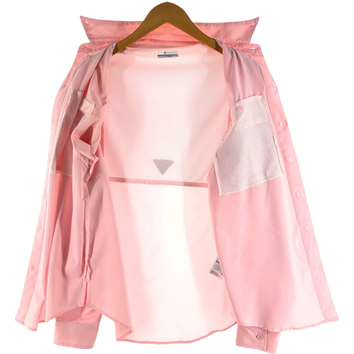 Columbia PFG Omni-Shade Button-Down Long Sleeve Fishing Shirt, Women's Size Medium polyester pink type Vintage Second Hand