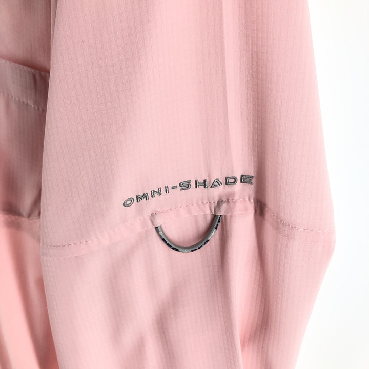 Columbia PFG Omni-Shade Button-Down Long Sleeve Fishing Shirt, Women's Size Medium polyester pink type Vintage Second Hand