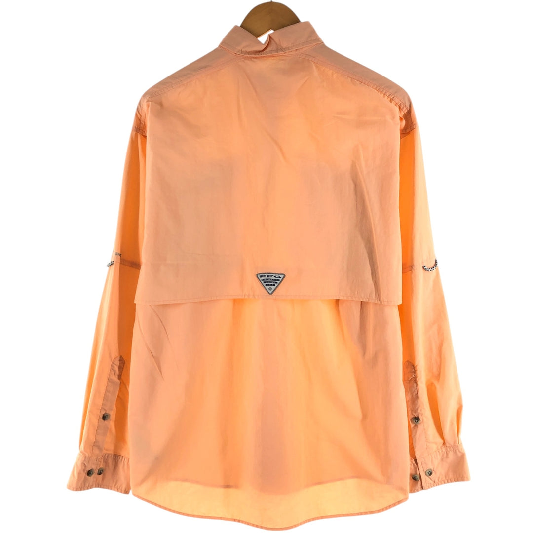 Columbia PFG Omni-Shade Button-Down Long Sleeve Fishing Shirt, Men's Size Small Nylon orange type Vintage Second Hand