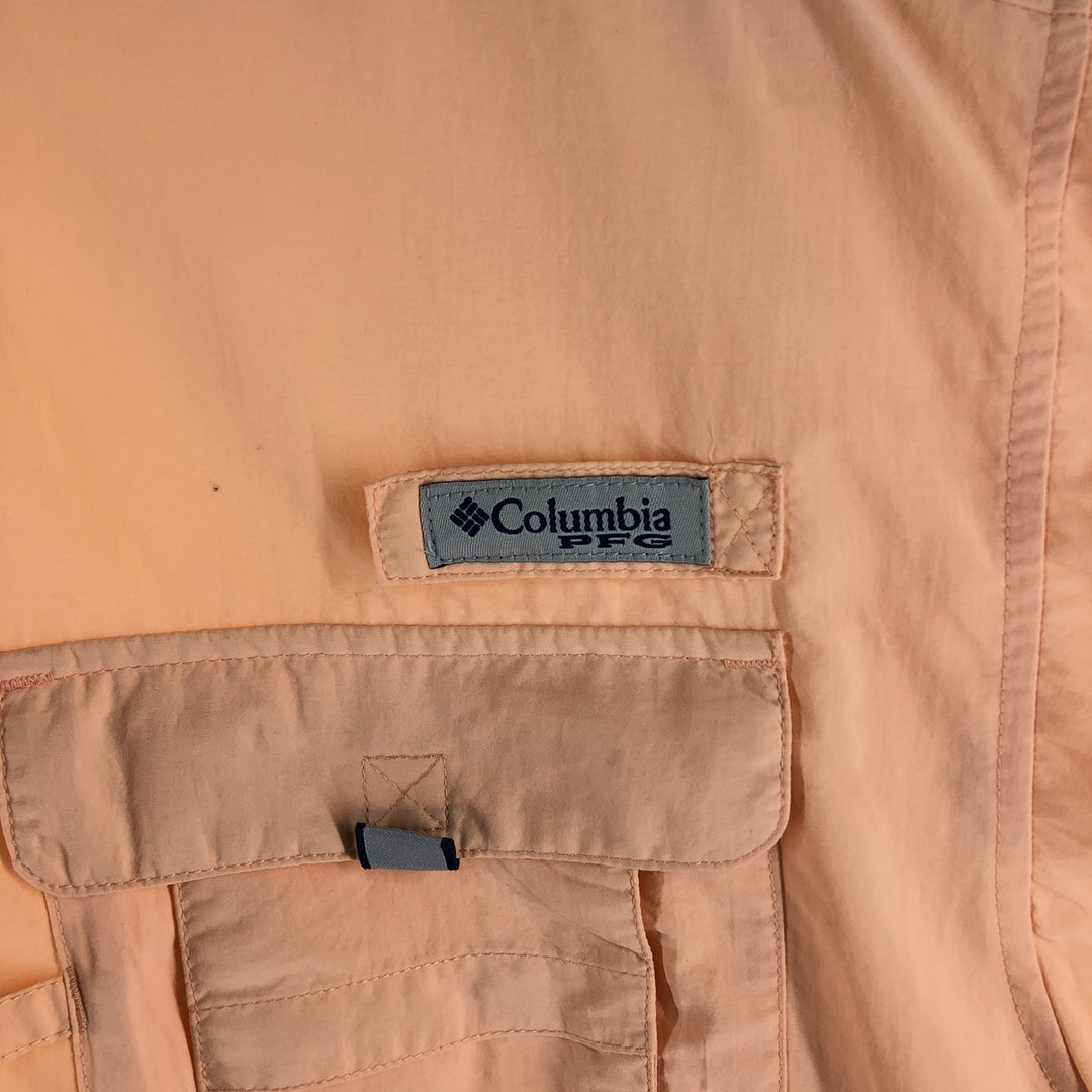 Columbia PFG Omni-Shade Button-Down Long Sleeve Fishing Shirt, Men's Size Small Nylon orange type Vintage Second Hand