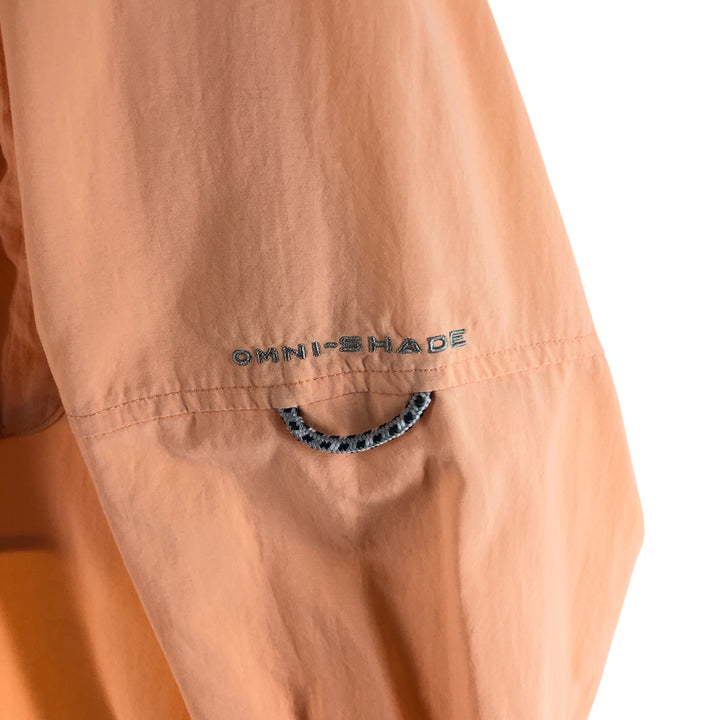 Columbia PFG Omni-Shade Button-Down Long Sleeve Fishing Shirt, Men's Size Small Nylon orange type Vintage Second Hand