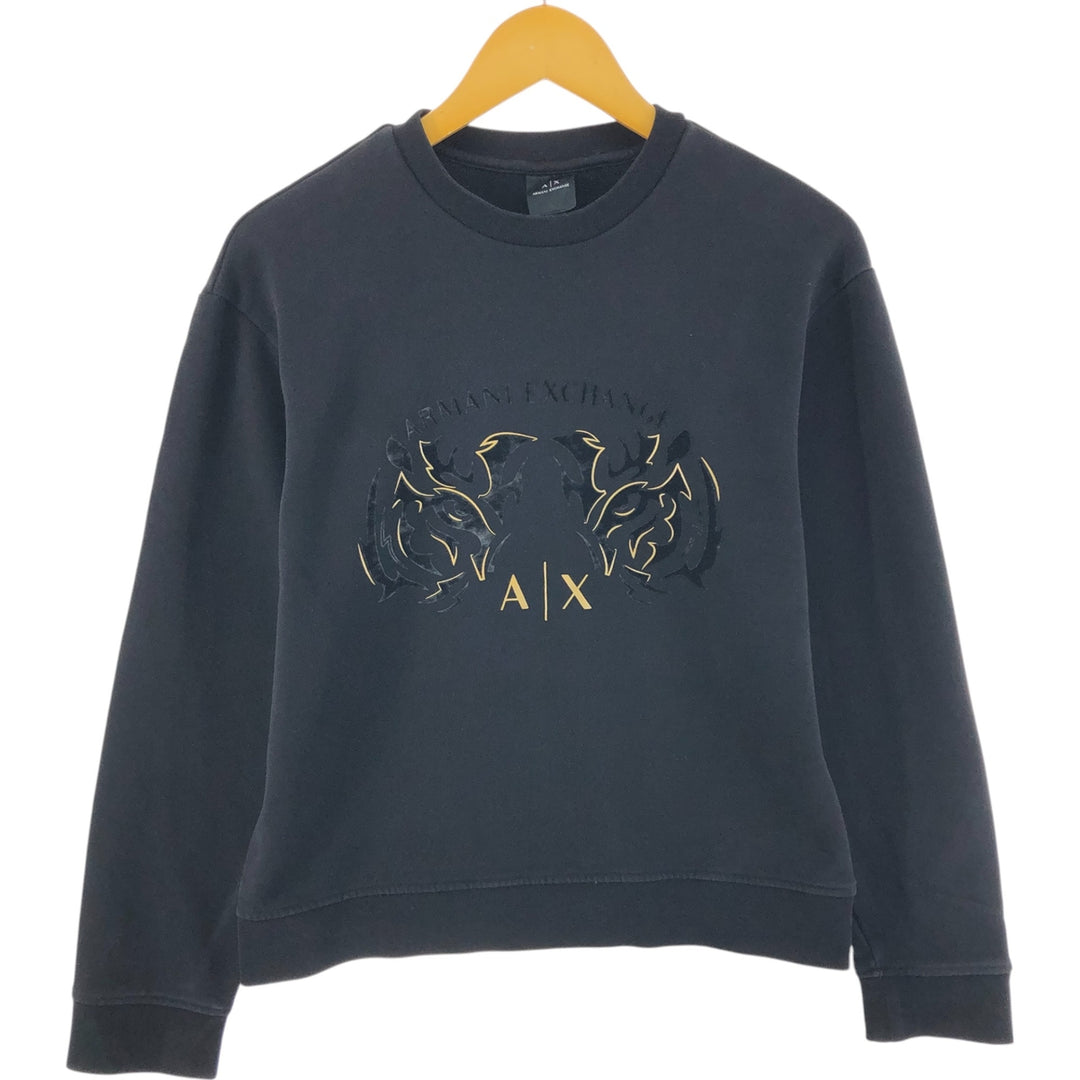 Armani ARMANI EXCHANGE logo sweatshirt, men's size S cotton black type Vintage Second Hand