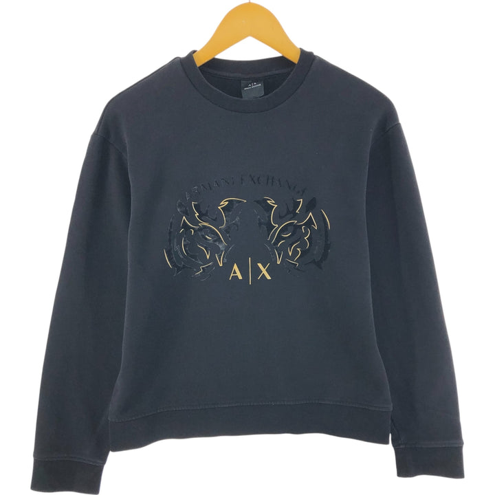 Armani ARMANI EXCHANGE logo sweatshirt, men's size S cotton black type Vintage Second Hand