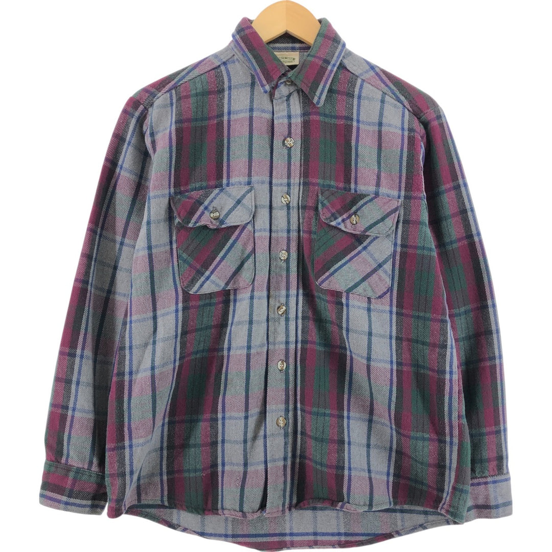 90'S Five Brother Long Sleeve Flannel Check Shirt Men's M Size Vintage unclear gray type Vintage Second Hand