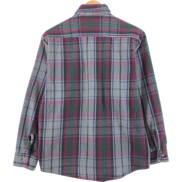 90'S Five Brother Long Sleeve Flannel Check Shirt Men's M Size Vintage unclear gray type Vintage Second Hand