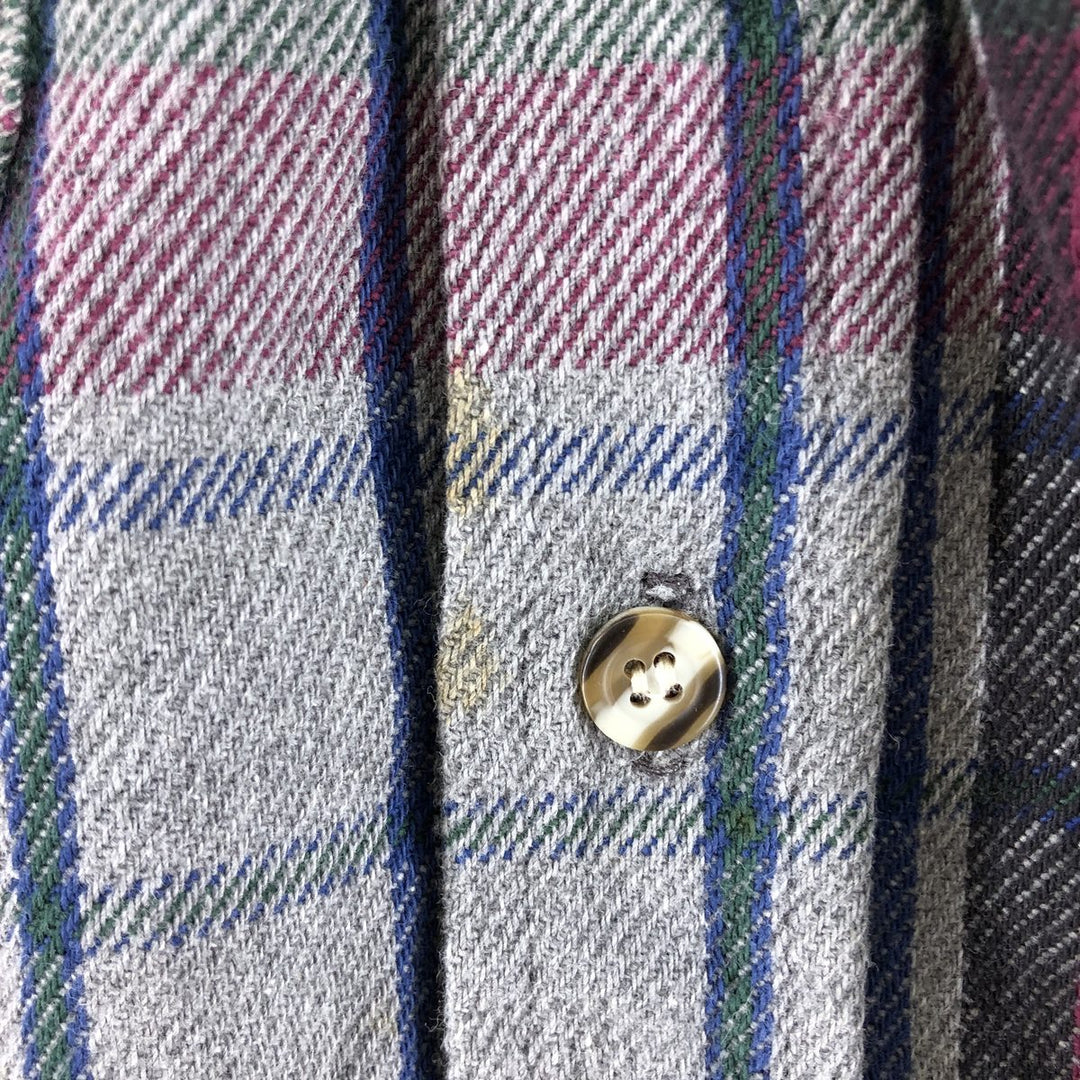 90'S Five Brother Long Sleeve Flannel Check Shirt Men's M Size Vintage unclear gray type Vintage Second Hand
