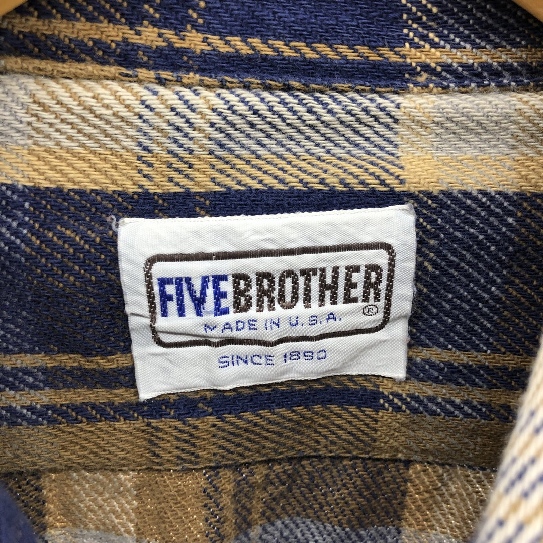 70s~80'S Five Brother Long Sleeve Heavy Flannel Check Shirt Made in USA Men's XL Vintage /eaa524055