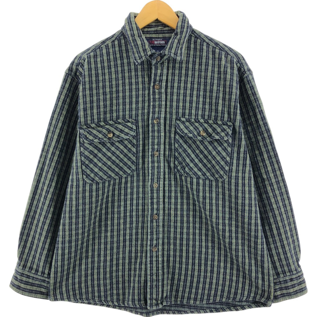 90'S Five Brother Long Sleeve Flannel Check Shirt Men's XL Size Flap Pocket Vintage /eaa524087