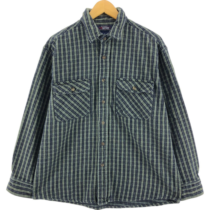 90'S Five Brother Long Sleeve Flannel Check Shirt Men's XL Size Flap Pocket Vintage /eaa524087
