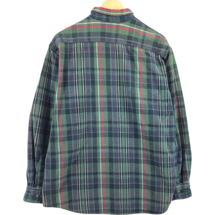 Five Brother Long Sleeve Heavy Flannel Check Shirt, Men's Size L cotton green type Vintage Second Hand