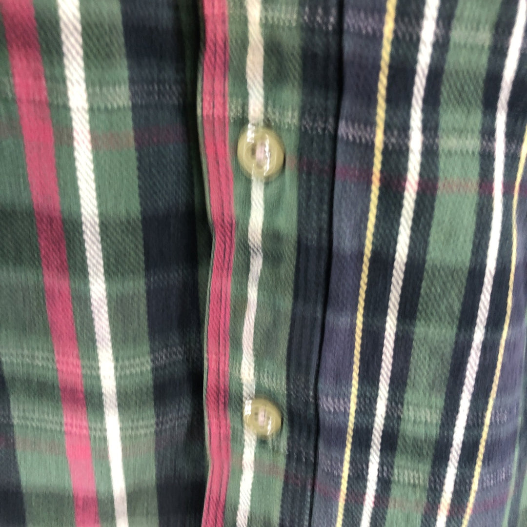 Five Brother Long Sleeve Heavy Flannel Check Shirt, Men's Size L cotton green type Vintage Second Hand