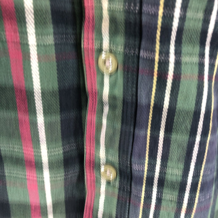 Five Brother Long Sleeve Heavy Flannel Check Shirt, Men's Size L cotton green type Vintage Second Hand