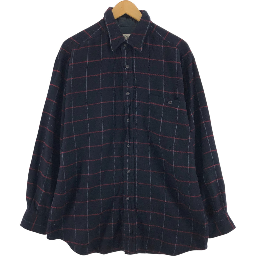Vintage 90'S TRAIL'S END long-sleeved flannel check shirt, men's size L acrylic black type Vintage Second Hand