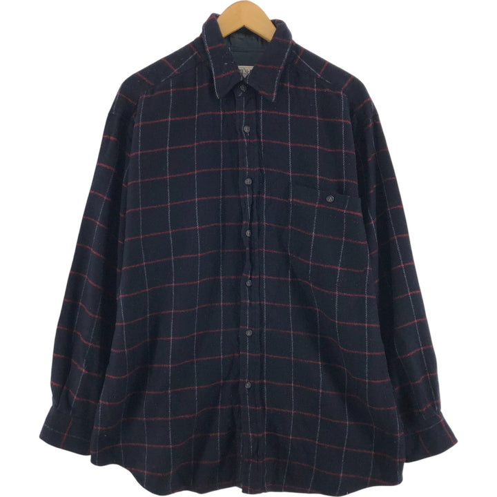 Vintage 90'S TRAIL'S END long-sleeved flannel check shirt, men's size L acrylic black type Vintage Second Hand