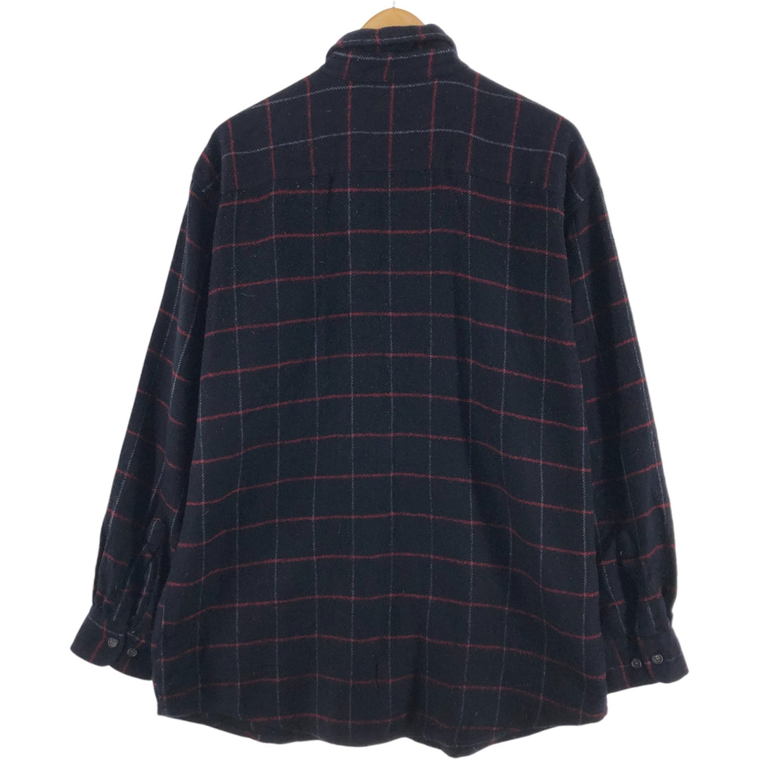 Vintage 90'S TRAIL'S END long-sleeved flannel check shirt, men's size L acrylic black type Vintage Second Hand