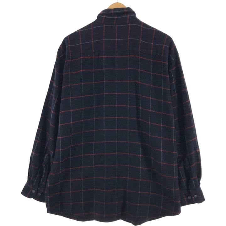 Vintage 90'S TRAIL'S END long-sleeved flannel check shirt, men's size L acrylic black type Vintage Second Hand