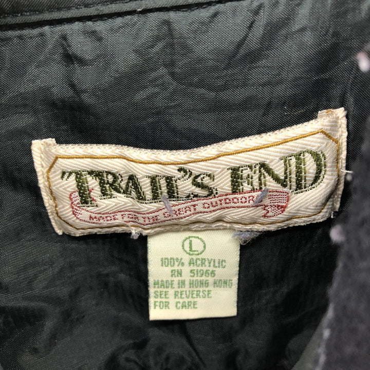 Vintage 90'S TRAIL'S END long-sleeved flannel check shirt, men's size L acrylic black type Vintage Second Hand