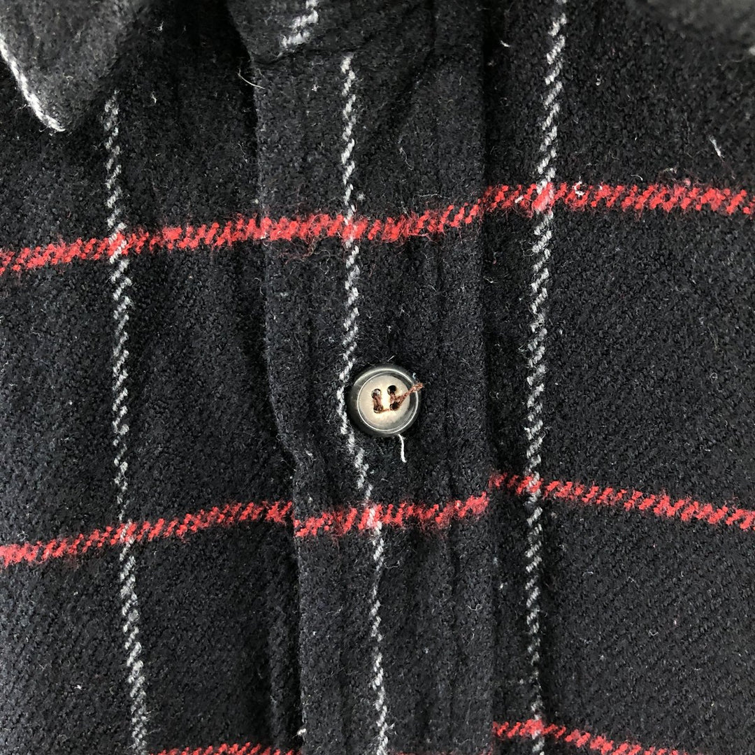 Vintage 90'S TRAIL'S END long-sleeved flannel check shirt, men's size L acrylic black type Vintage Second Hand