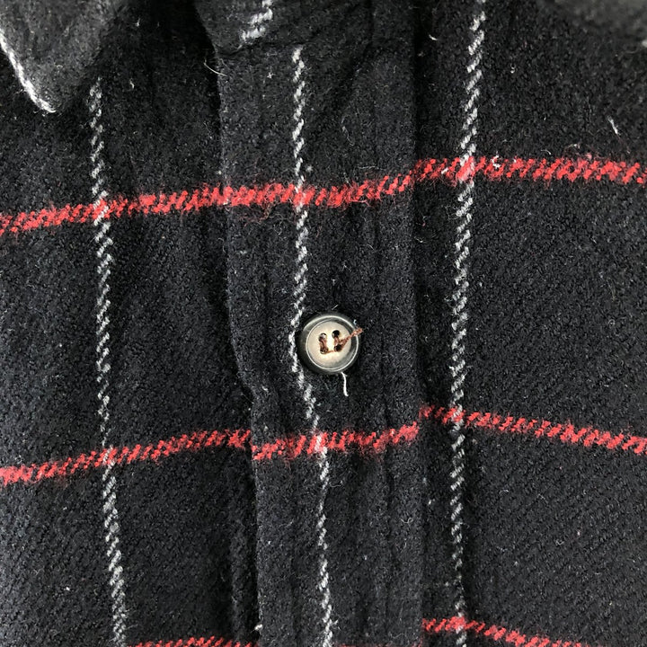 Vintage 90'S TRAIL'S END long-sleeved flannel check shirt, men's size L acrylic black type Vintage Second Hand