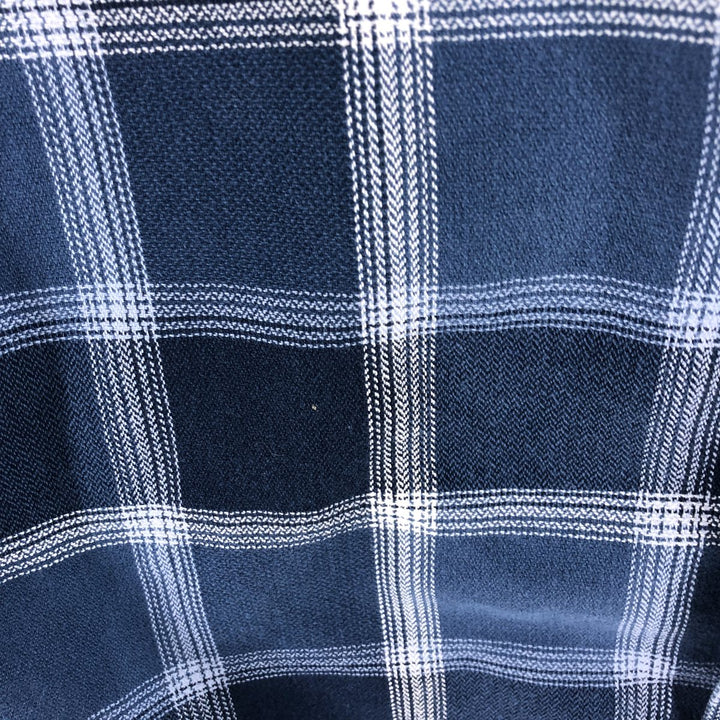 2000'S Eddie Bauer long-sleeved button-down light flannel check shirt, men's size M cotton blue type Vintage Second Hand