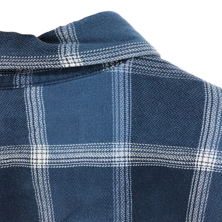 2000'S Eddie Bauer long-sleeved button-down light flannel check shirt, men's size M cotton blue type Vintage Second Hand