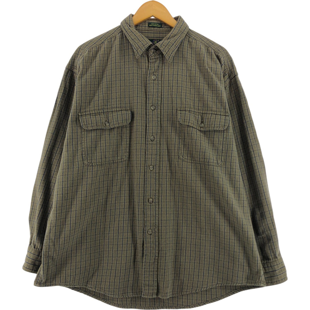 CLUB ROOM Long Sleeve Light Flannel Check Shirt, Men's Size XL cotton Beige type Vintage Second Hand