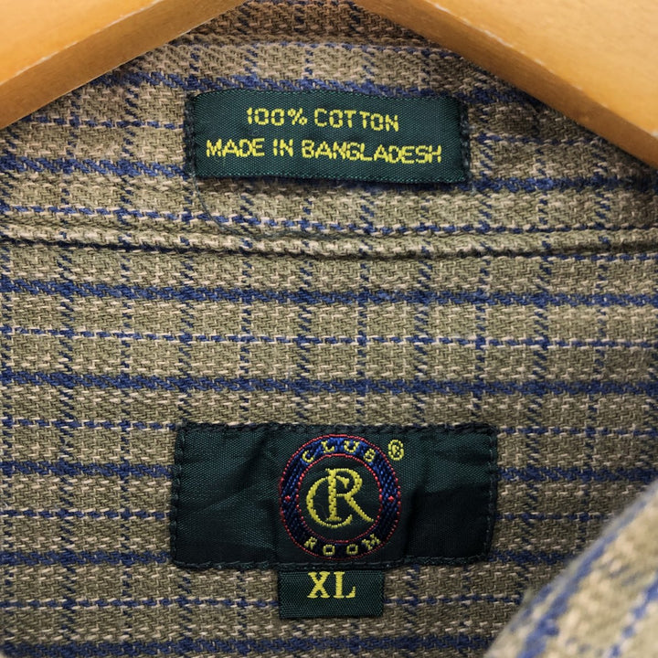 CLUB ROOM Long Sleeve Light Flannel Check Shirt, Men's Size XL cotton Beige type Vintage Second Hand