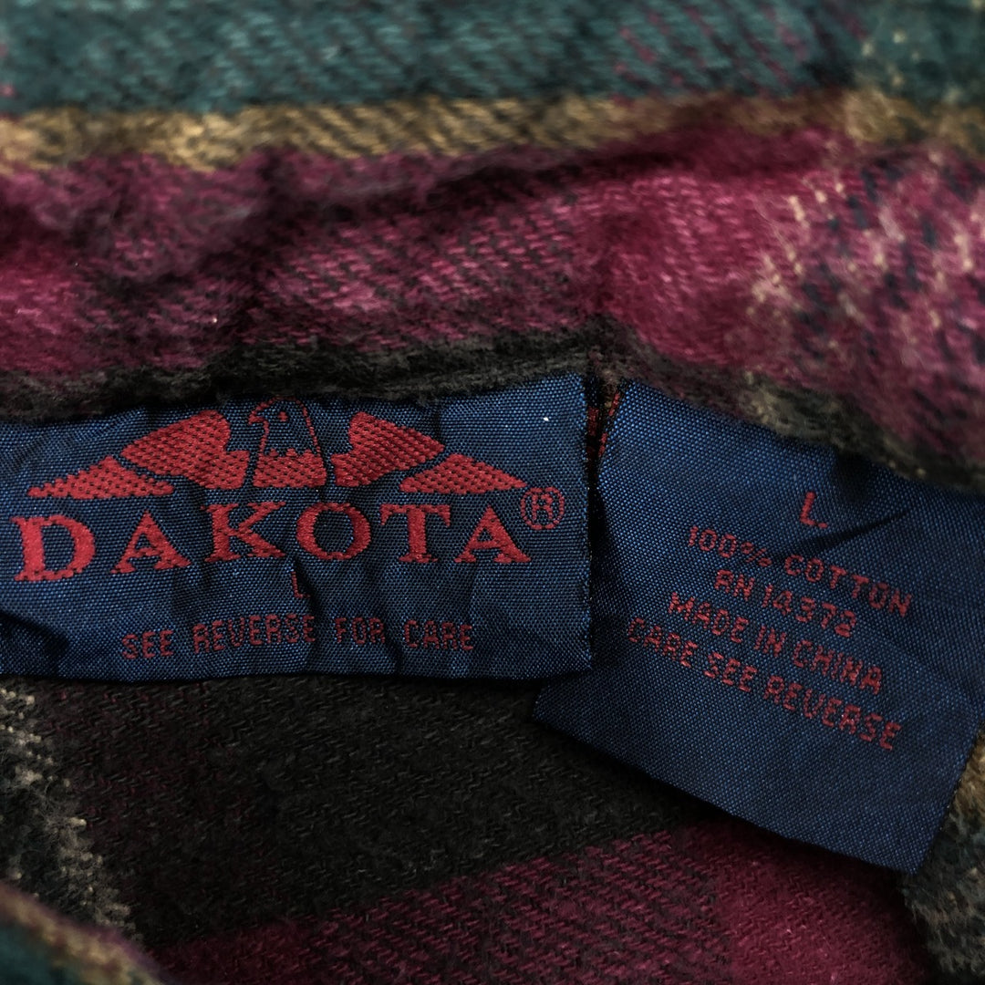 ~90'S Dakota DAKOTA Long Sleeve Heavy Flannel Check Shirt Men's L Size Vintage /eaa524141