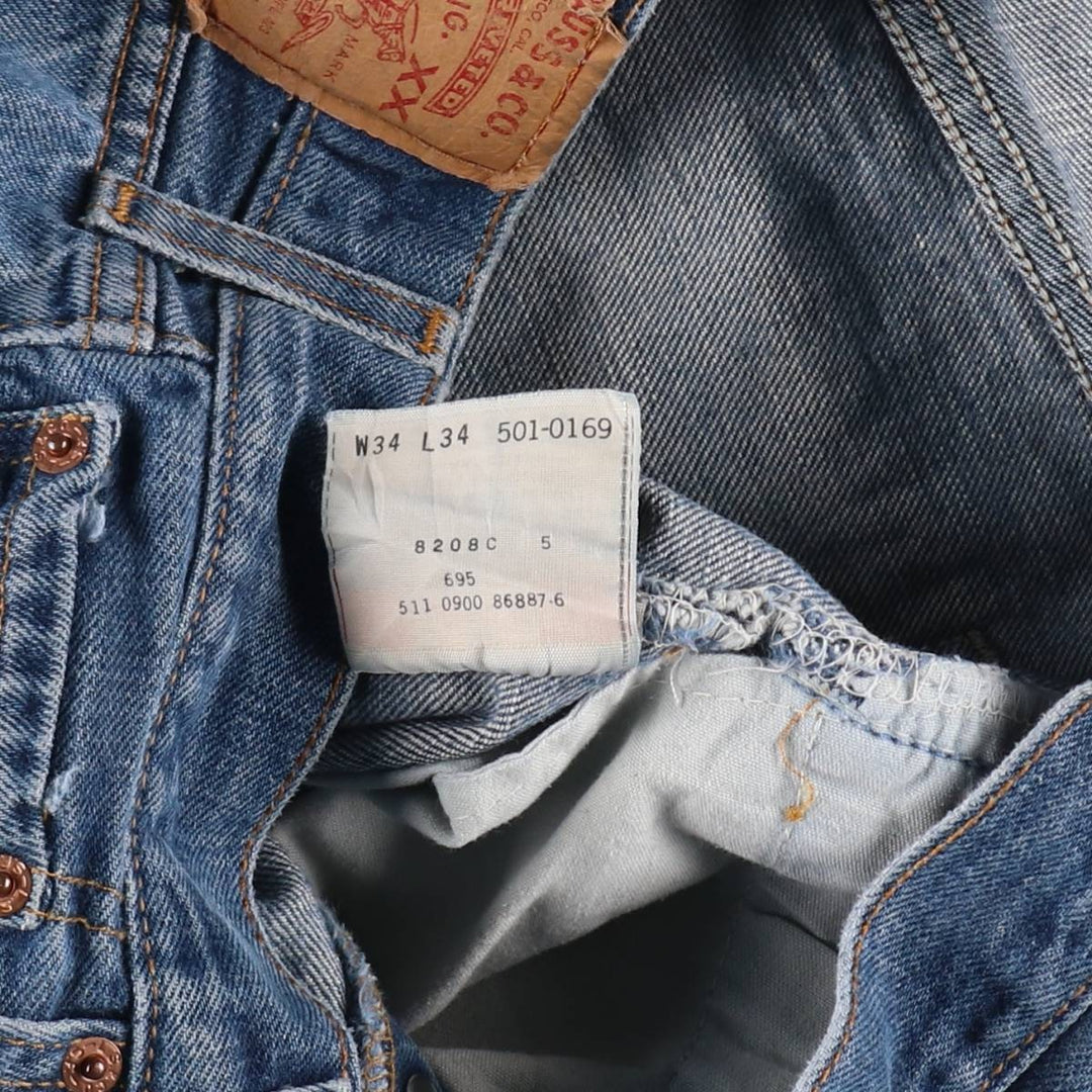 2000'S Levi's 501-0169 Straight Denim Pants, Made in USA, Men's Size 34 (approx.) cotton blue type Vintage Second Hand
