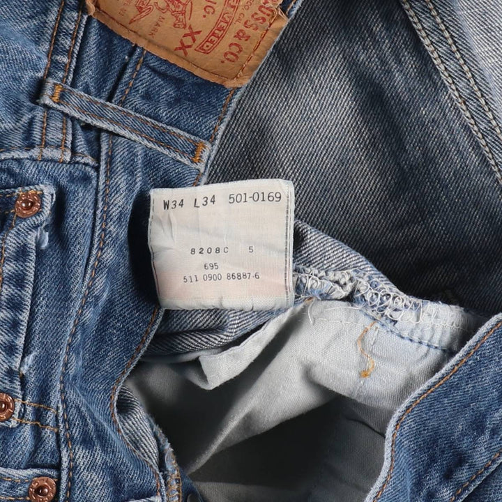 2000'S Levi's 501-0169 Straight Denim Pants, Made in USA, Men's Size 34 (approx.) cotton blue type Vintage Second Hand