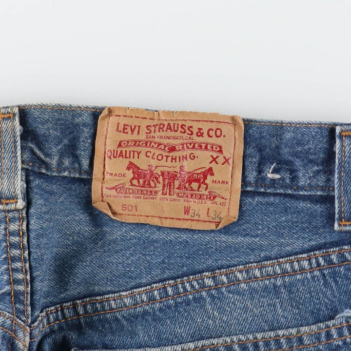 90'S Levi's 501-0115 Straight Denim Pants Made in USA Men's W34 Vintage cotton blue type Vintage Second Hand