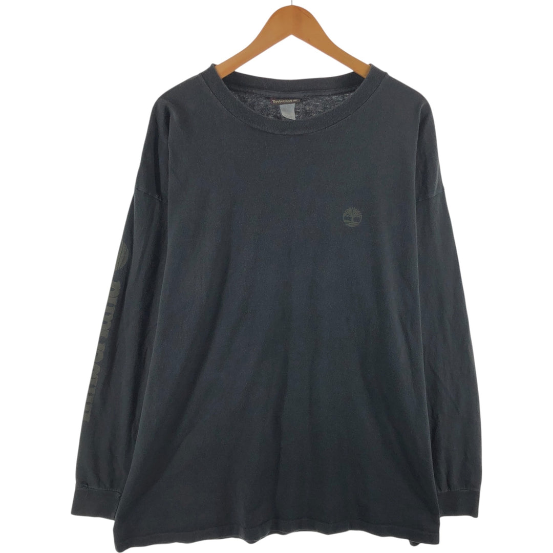 90'S Timberland WEATHERGEAR Back Print Long Sleeve T-Shirt Made in USA Men's XL Vintage cotton black type Vintage Second Hand