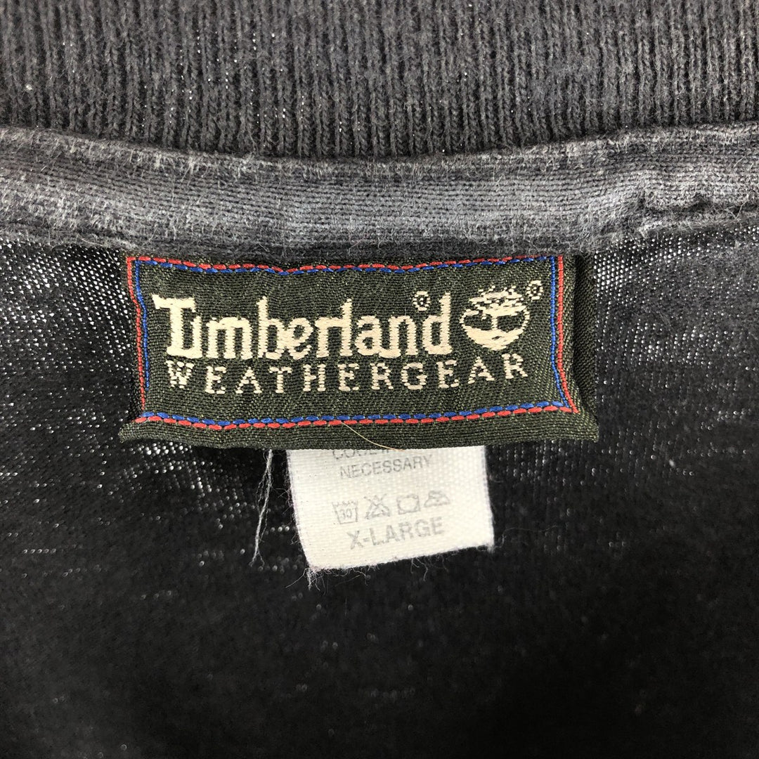90'S Timberland WEATHERGEAR Back Print Long Sleeve T-Shirt Made in USA Men's XL Vintage cotton black type Vintage Second Hand