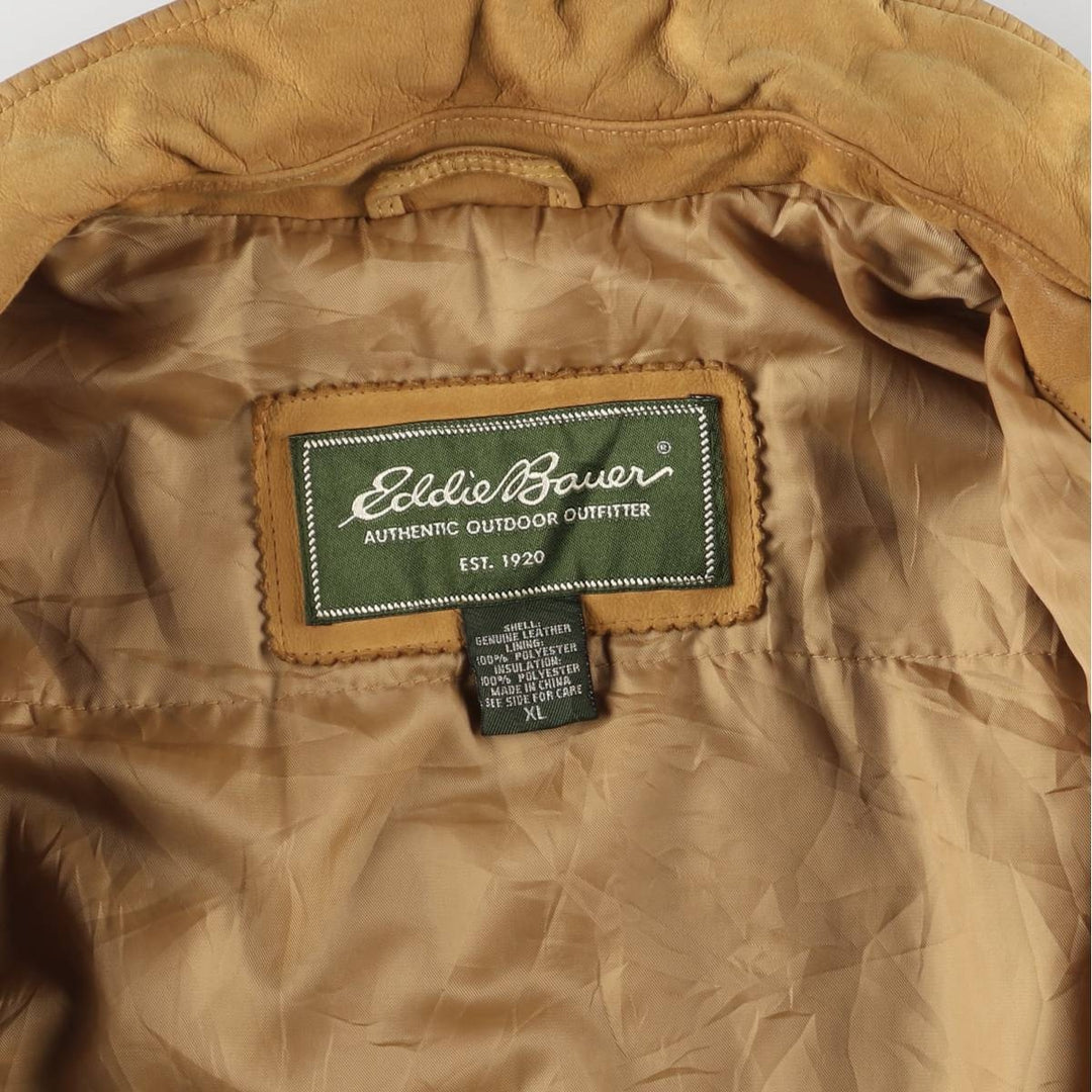 Eddie Bauer Padded Leather Blouson Type Men's XL Size / eaa524637