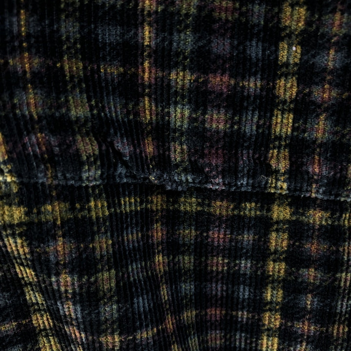 00'S Eddie Bauer long sleeve button down corduroy shirt, men's size L cotton navy blue type Vintage Second Hand