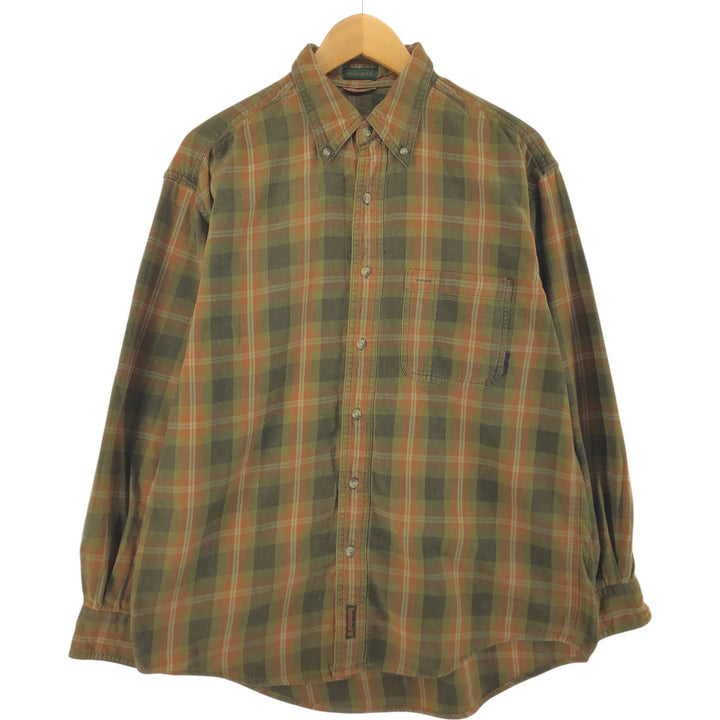 Timberland Ombre Check Long Sleeve Button-Down Light Flannel Check Shirt, Men's Size Medium cotton orange type Vintage Second Hand