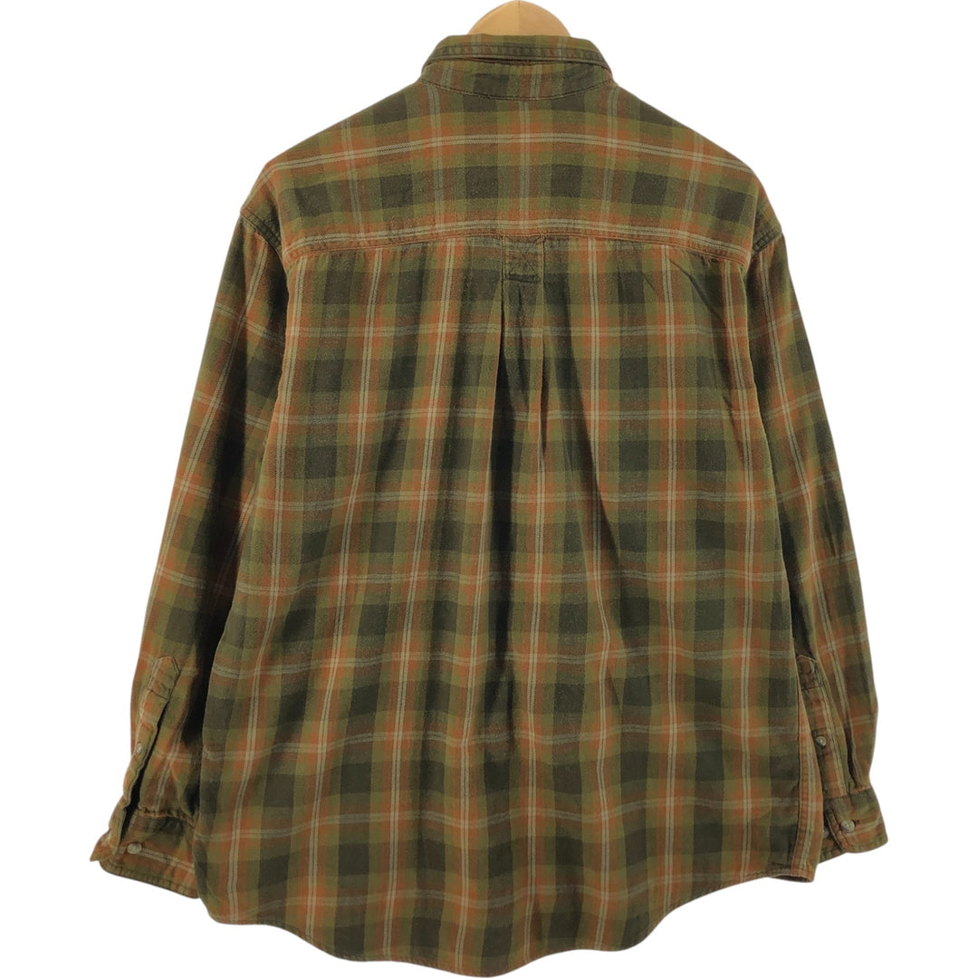 Timberland Ombre Check Long Sleeve Button-Down Light Flannel Check Shirt, Men's Size Medium cotton orange type Vintage Second Hand