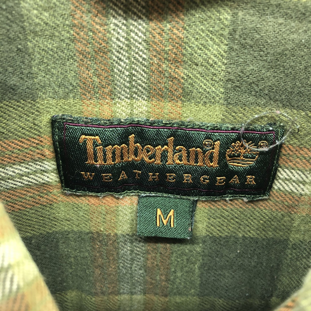 Timberland Ombre Check Long Sleeve Button-Down Light Flannel Check Shirt, Men's Size Medium cotton orange type Vintage Second Hand