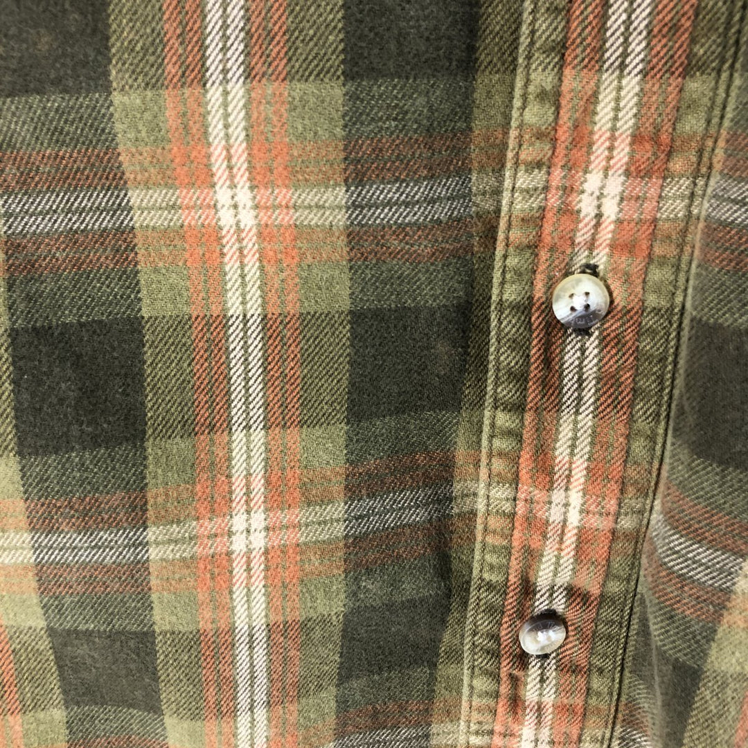 Timberland Ombre Check Long Sleeve Button-Down Light Flannel Check Shirt, Men's Size Medium cotton orange type Vintage Second Hand