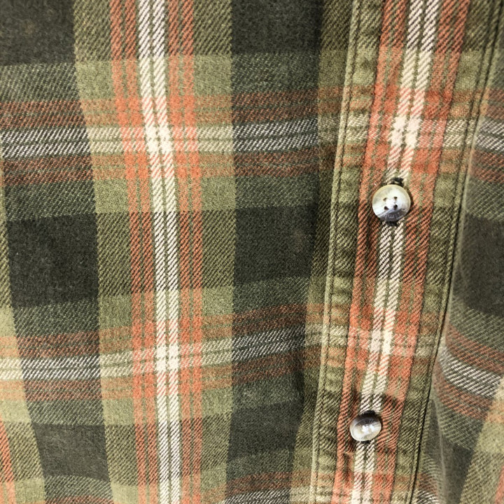 Timberland Ombre Check Long Sleeve Button-Down Light Flannel Check Shirt, Men's Size Medium cotton orange type Vintage Second Hand