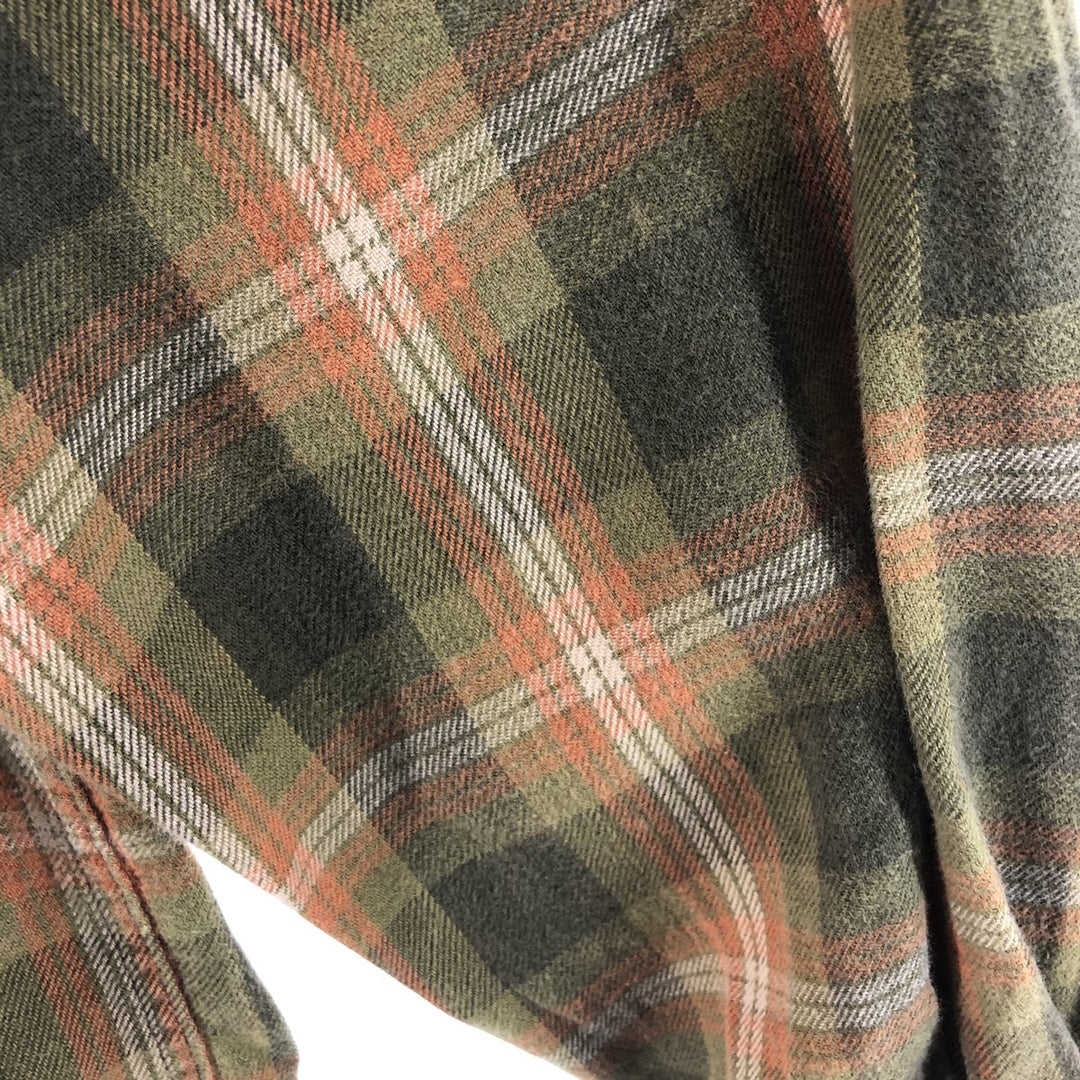 Timberland Ombre Check Long Sleeve Button-Down Light Flannel Check Shirt, Men's Size Medium cotton orange type Vintage Second Hand