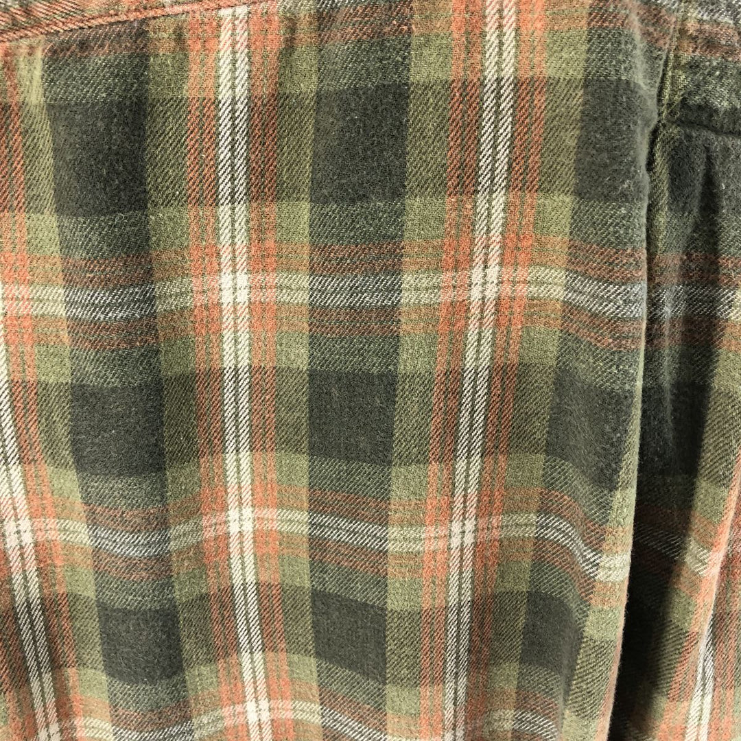 Timberland Ombre Check Long Sleeve Button-Down Light Flannel Check Shirt, Men's Size Medium cotton orange type Vintage Second Hand