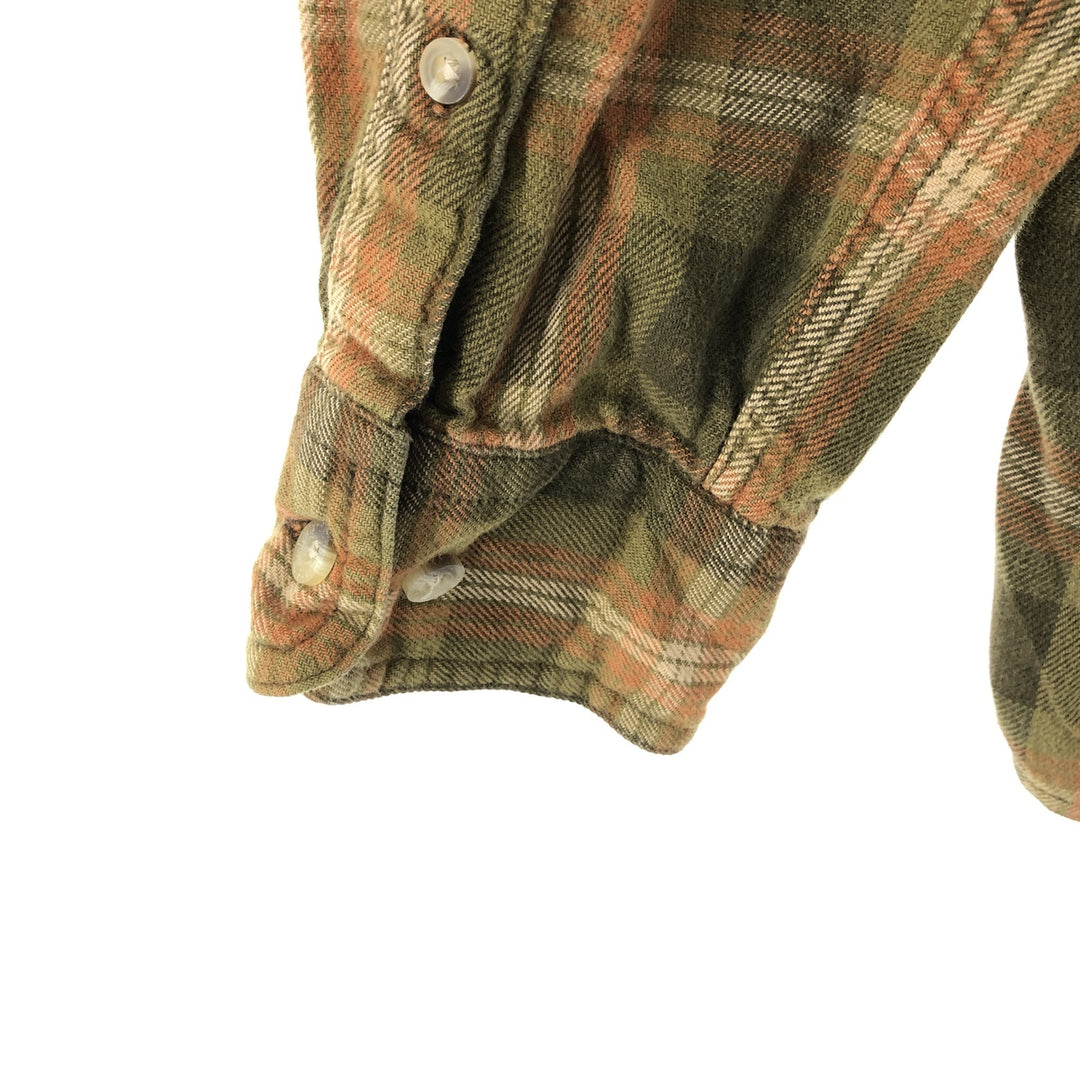Timberland Ombre Check Long Sleeve Button-Down Light Flannel Check Shirt, Men's Size Medium cotton orange type Vintage Second Hand