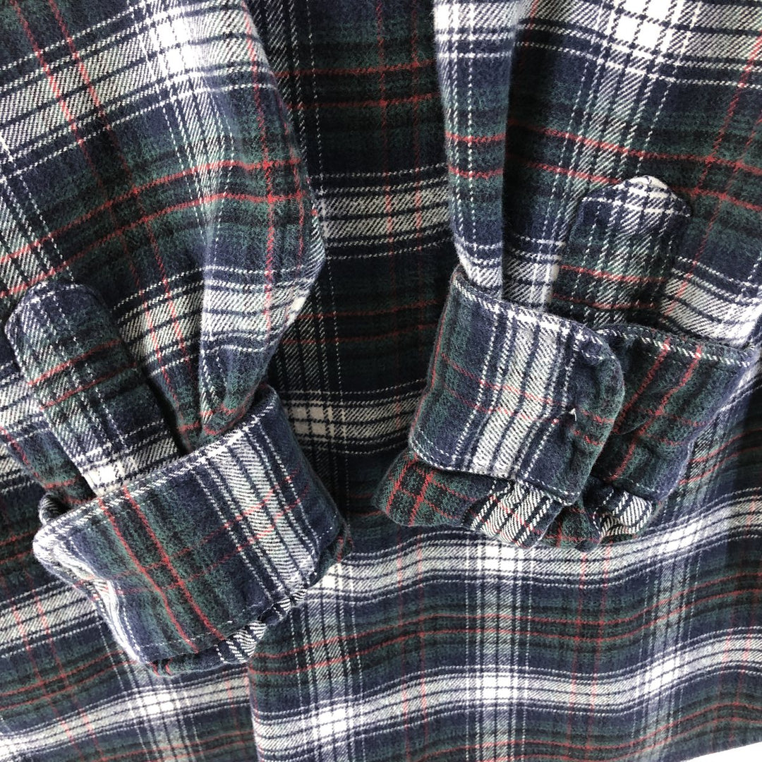 Ralph Lauren long-sleeved button-down light flannel check shirt, men's size M cotton navy blue type Vintage Second Hand