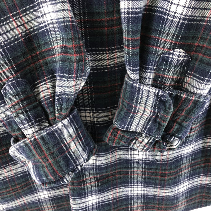 Ralph Lauren long-sleeved button-down light flannel check shirt, men's size M cotton navy blue type Vintage Second Hand